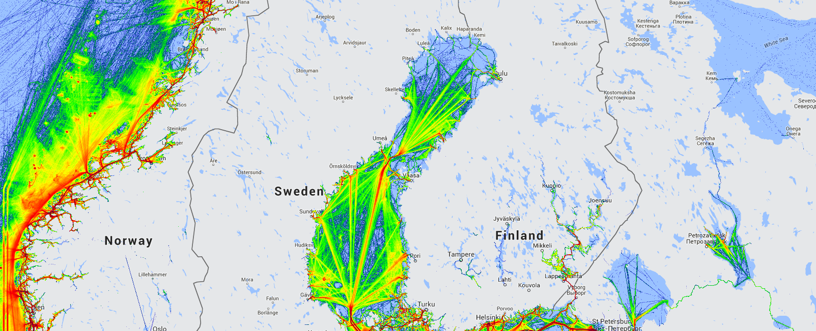 Live Marine Traffic, Density Map and Current Position of ships in GULF OF BOTHNIA